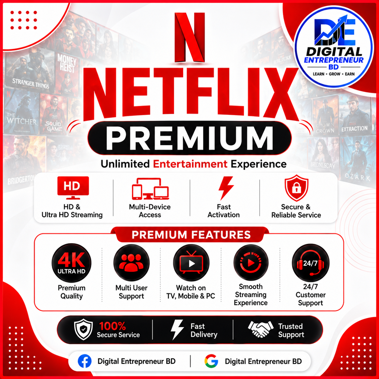 Netflix Premium 1/6/12 Month